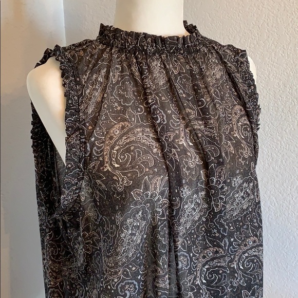 GAP Tops - SALE GAP Paisley Gray Sheer Tank Blouse Size L NWT